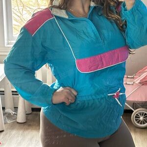 Vintage Blue and Pink Windbreaker